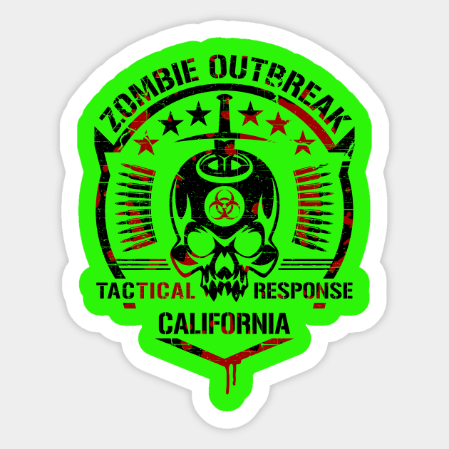 Zombie Outbreak Tactical Response CALIFORNIA Sticker by Scarebaby